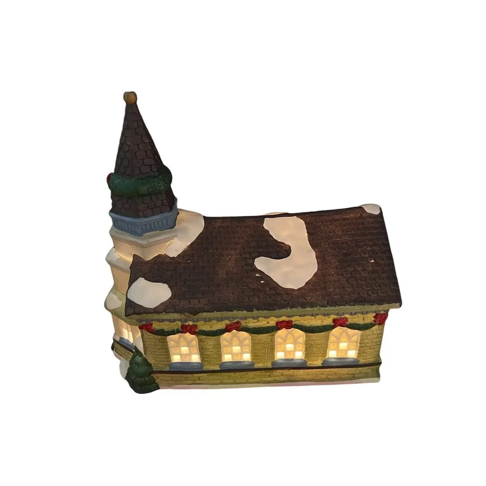 Trim A Home Light Up Christmas‎ Village Porcelain Church Building Vintage w/ Box